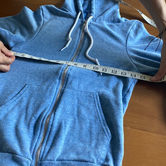 American apparel f497 xs Heather blue zippered hooded sweatshirt - Picture 4 of 6